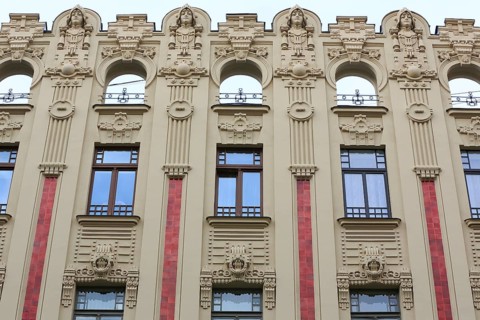 Art Nouveau facade of the house Alberta iela 2a or Albert Street 2a