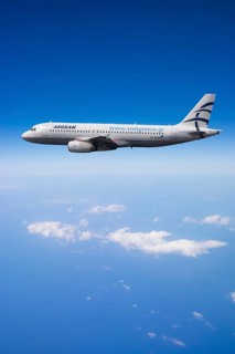 SX-DGD Aegean Airlines Airbus A320-232 in flight over the Mediterranean Sea