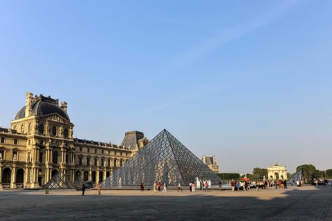 Glass pyramid in the courtyard of the Palais du Louvre