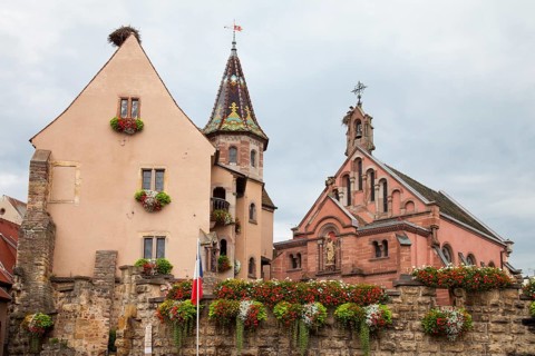Castle and St. Leo's chapel at Place de Chateau St. Leon