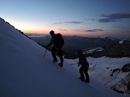 Climbers roped together