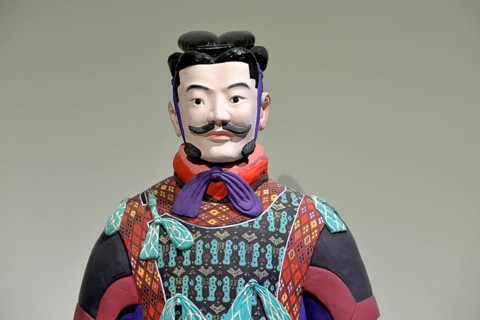 Terracotta warrior replicated in original colours