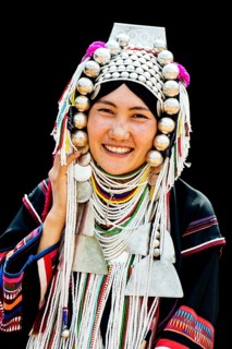 Akha hill tribe woman in traditional dress