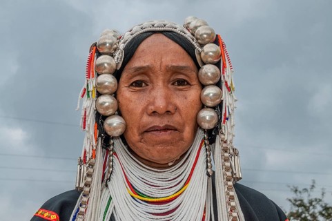Traditionally dressed woman from the Akha people