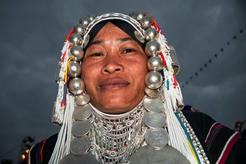 Traditionally dressed woman from the Akha people