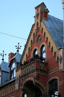 Gable of an Art Nouveau style brick house