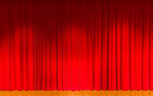 A curtain in dark red