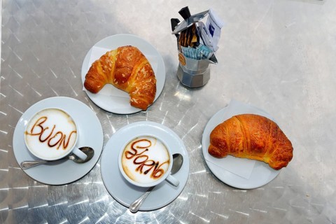 Two cups of cappuccino