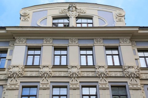 Art Nouveau facade of the house Vilandes iela 2