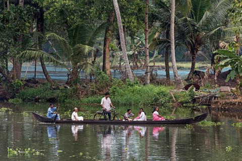 Passengers in a small boat