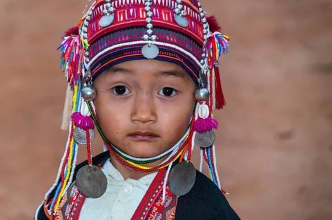 Traditionally dressed girl from the Akha people