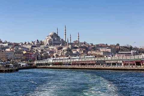 Two-storeyd Galata Bridge over the Golden Horn