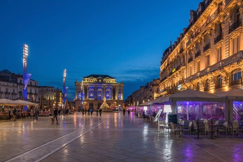 Place de la Comedie in the evening