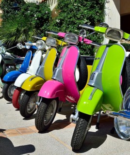 Colourful Vespa scooters