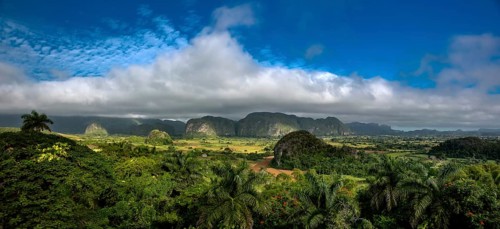 Tobacco fields and the Mogotes karst mountains