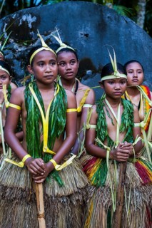 Traditionally dressed islanders