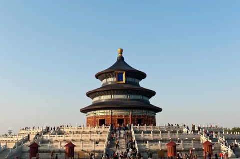 Round temple for harvest prayers on marble terrace