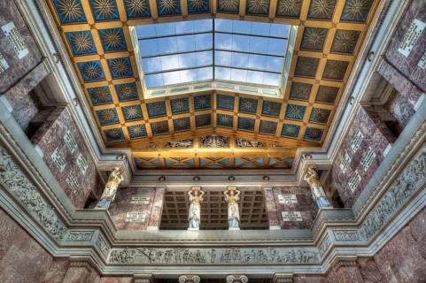 Walhalla Temple interior view to the loft with the caryatids