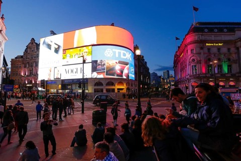Piccadilly Circus at dusk