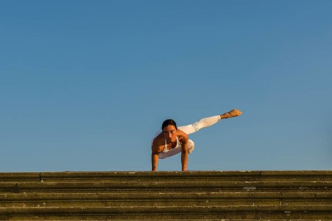 Young woman practising Hatha yoga