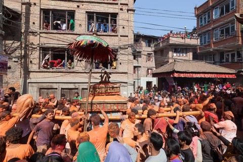 Scene from the Balkumari Jatra festival celebrating the Nepalese New Year