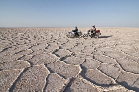 Biker on a motorcycle trip