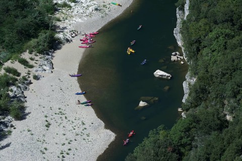 Canoeing on the Ardeche river in the Gorges d'Ardeche