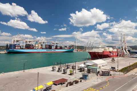 Cargo ships in the port
