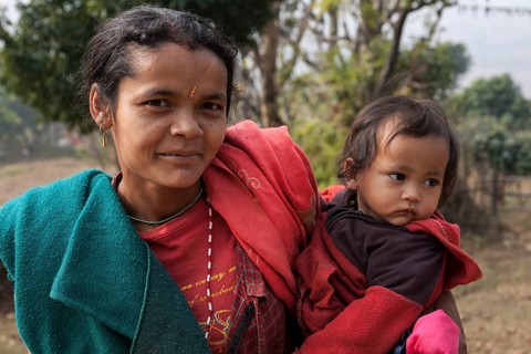 Nepalese woman with child