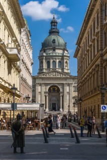 View through Zrinyi utca to St. Stephen's Basilica