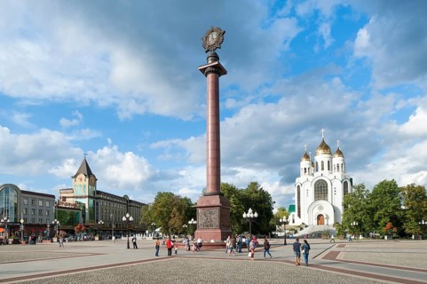 Victory Column with a stylized medal