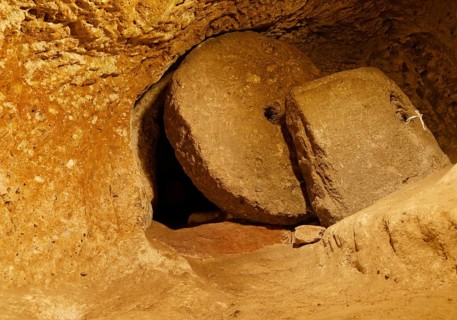 Door with a rolling stone