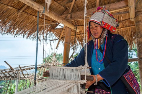 Traditionally dressed woman from the Akha people