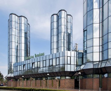 Mirrored glass towers
