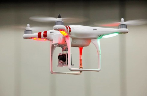 An unmanned aerial vehicle or drone