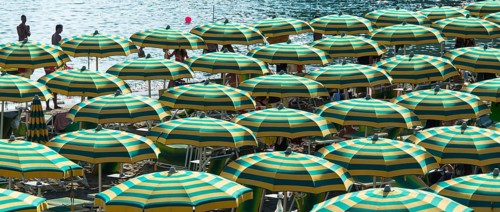 Rows of parasols on the beach