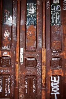 Entrance with graffiti
