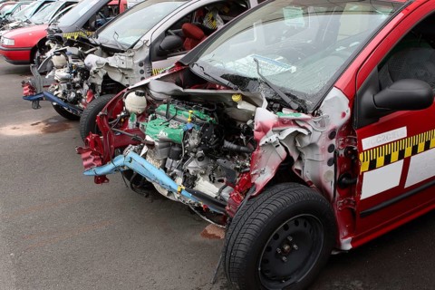 Passenger cars after the crash test