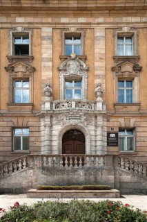 Entrance portal of the historic building of the Bavarian District Court
