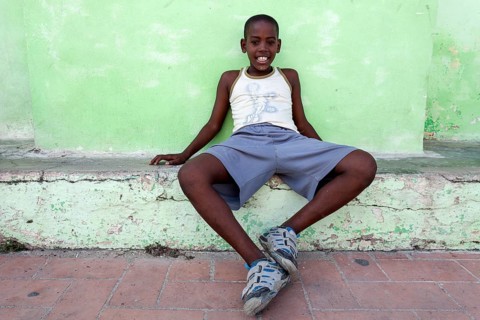 Cuban boy in Plaza San Juan de Dios