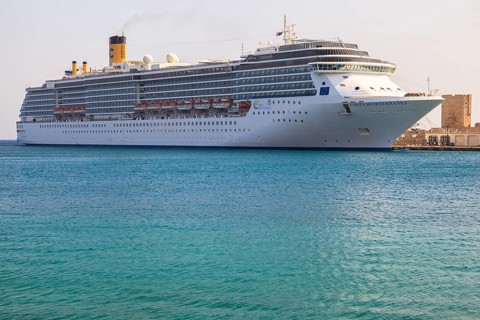 Cruise ship Costa Mediterranea in the harbour of Rhodes