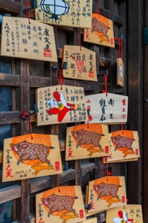 Written wishes to deities on small wooden boards