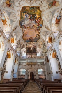 Frescoed ceilings and organ loft