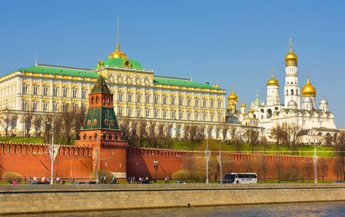 Moscow Kremlin with Grand Kremlin Palace and cathedrals
