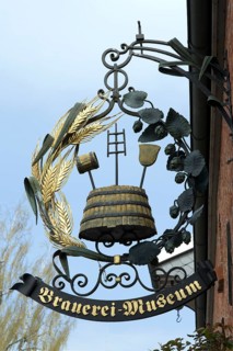 Handcrafted hanging sign of the Brewery Museum
