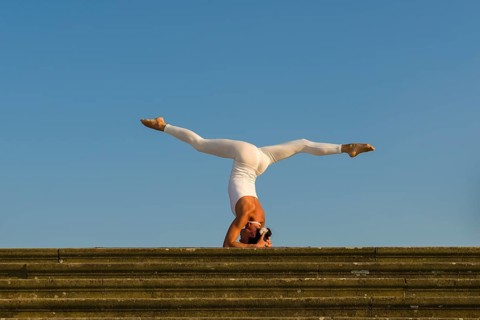 Young woman practising Hatha yoga