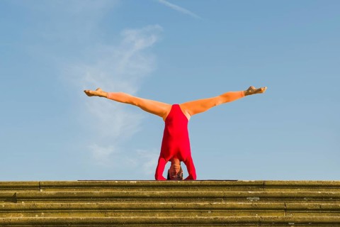 Young woman practising Hatha yoga