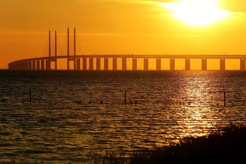 Oresund Bridge in backlight