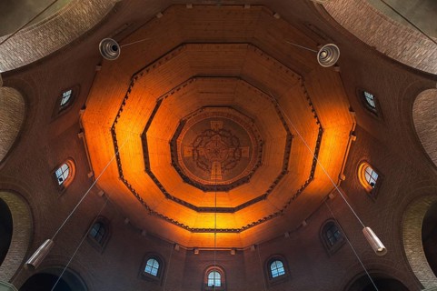 Wooden vaulted ceiling of the Reformation Memorial Church