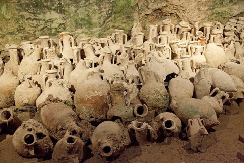 Ancient vessels in the cellar underneath Pula Arena